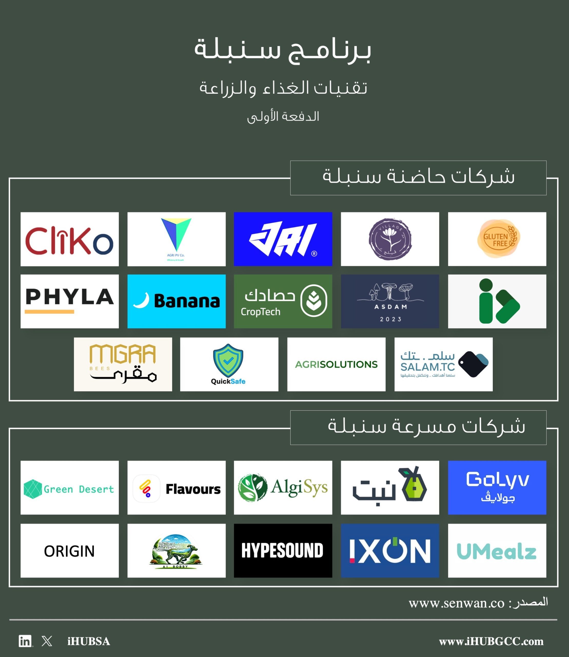 الشركات الناشئة في الدفعة الأولى من برنامج سنبلة